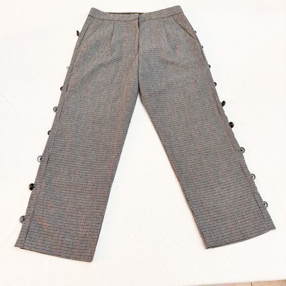 J.OA. Plaid Houndstooth Printed Pants Button Accents Size M - Picture 2 of 6